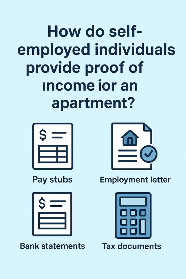 How do self-employed individuals provide proof of income for an apartment